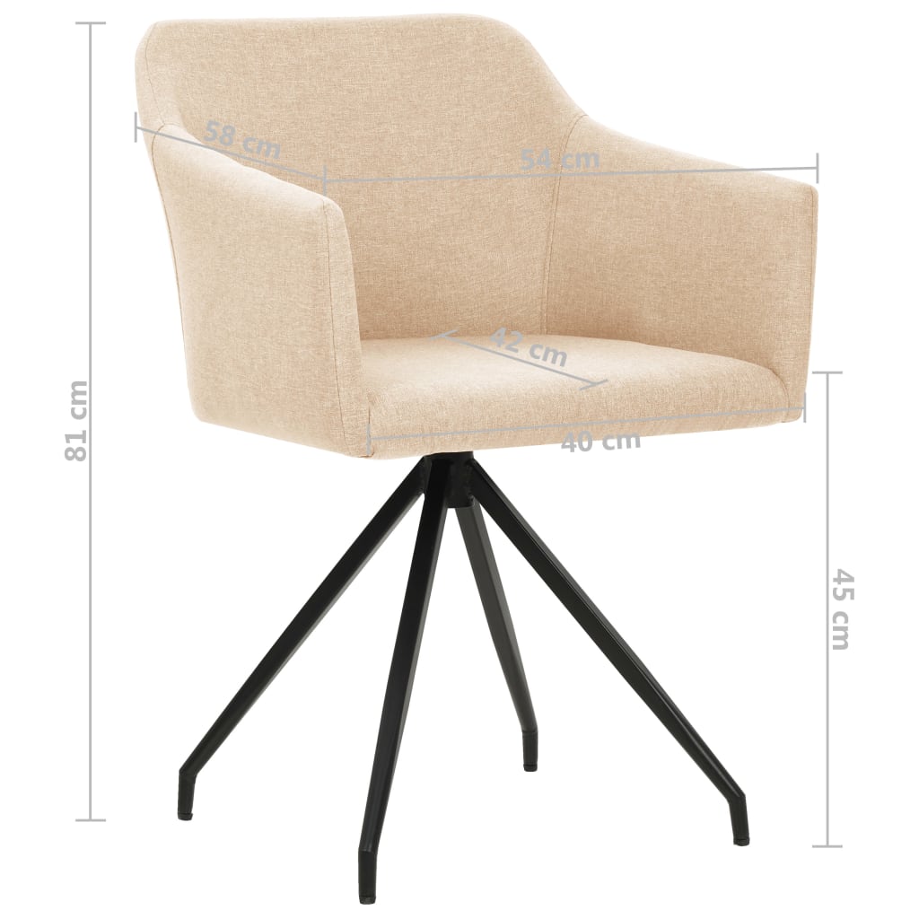 Swivel Dining Chairs 2 pcs Cream Fabric