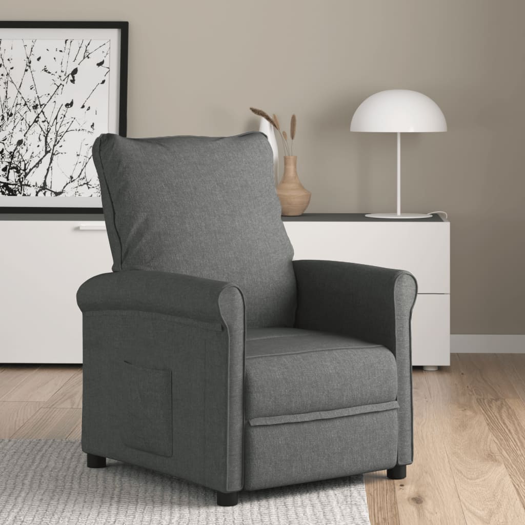 Recliner Chair Dark Grey Fabric