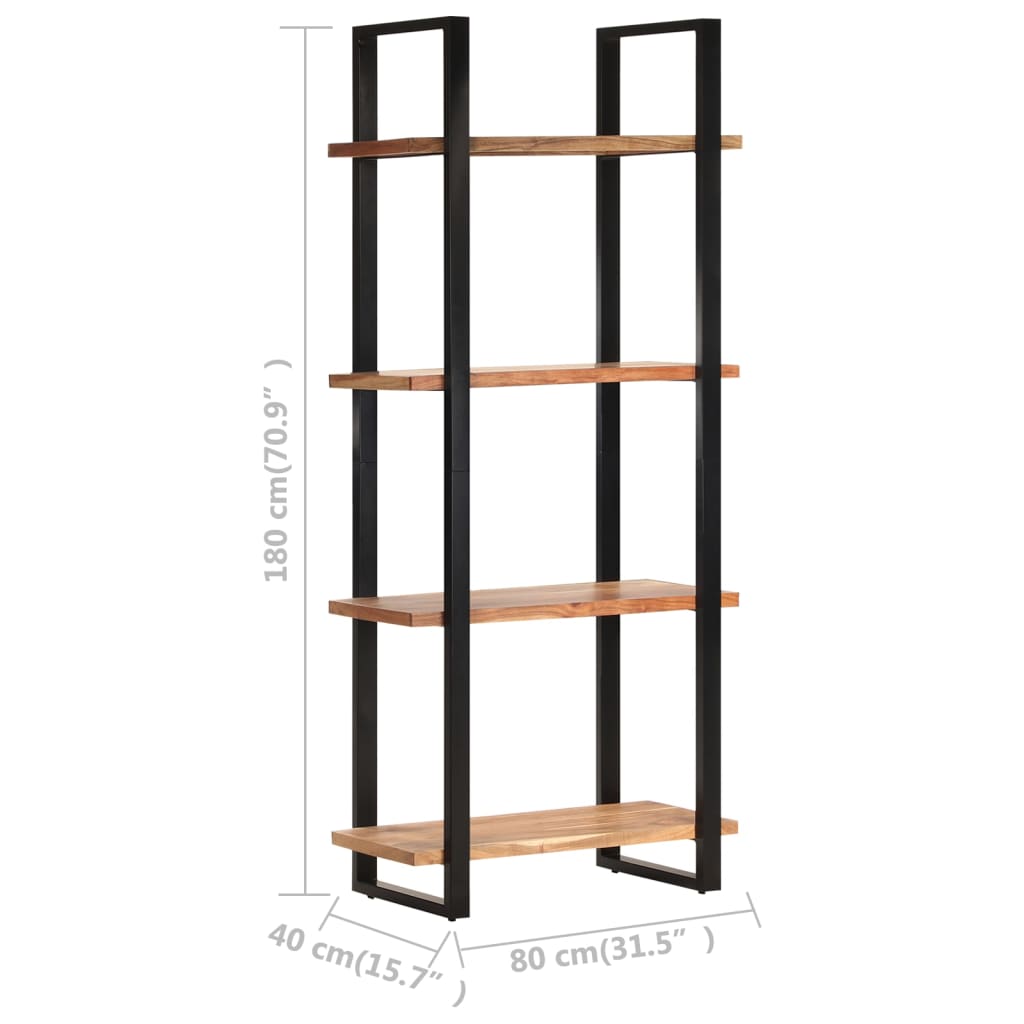 4-Tier Bookcase 80x40x180 cm Solid Acacia Wood