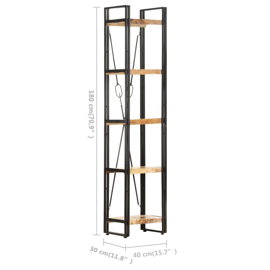 5-Tier Bookcase 40x30x180 cm Solid Mango Wood