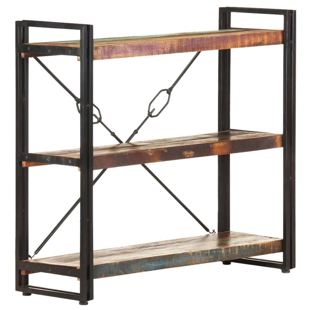 3-Tier Bookcase 90x30x80 cm Solid Reclaimed Wood