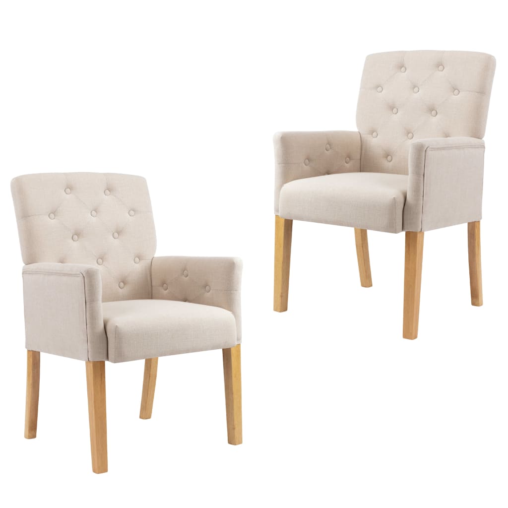 Dining Chairs With Armrests 2 Pcs Fabric