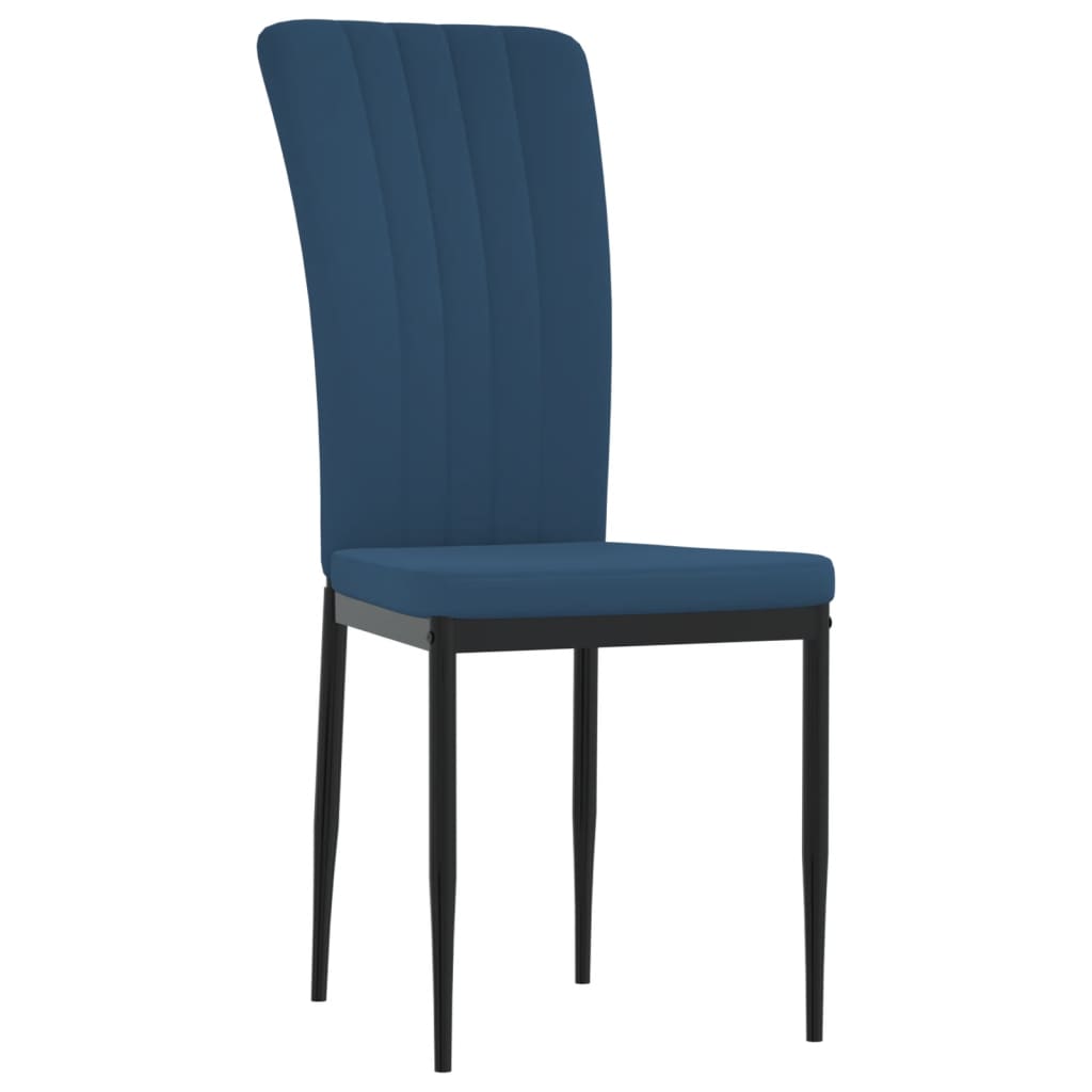 Dining Chairs 4 pcs Blue Velvet