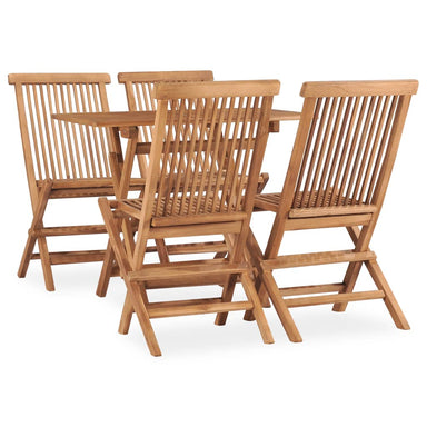 5 Piece Folding Outdoor Dining Set Solid Teak Wood 4-seater (without armrest)