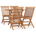 5 Piece Folding Outdoor Dining Set Solid Teak Wood 4-seater (without armrest)