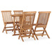 5 Piece Folding Outdoor Dining Set Solid Teak Wood 4-seater (without armrest)