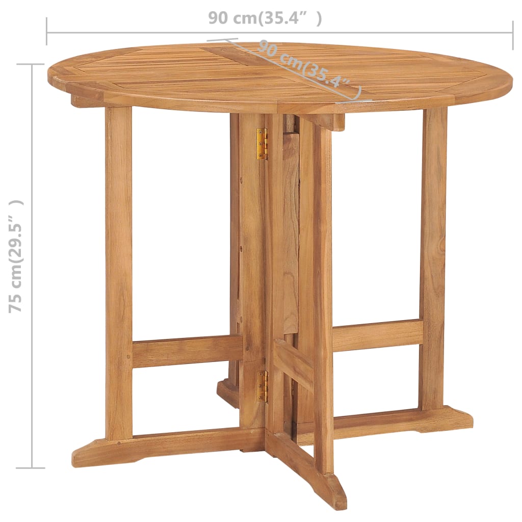 5 Piece Folding Outdoor Dining Set Solid Teak Wood 4-seater (without armrest)