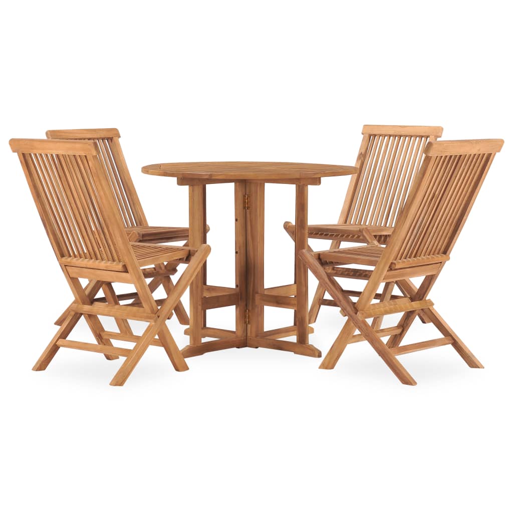 5 Piece Folding Outdoor Dining Set Solid Teak Wood 4-seater (without armrest)