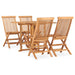 5 Piece Folding Outdoor Dining Set Solid Teak Wood 4-seater (without armrest)