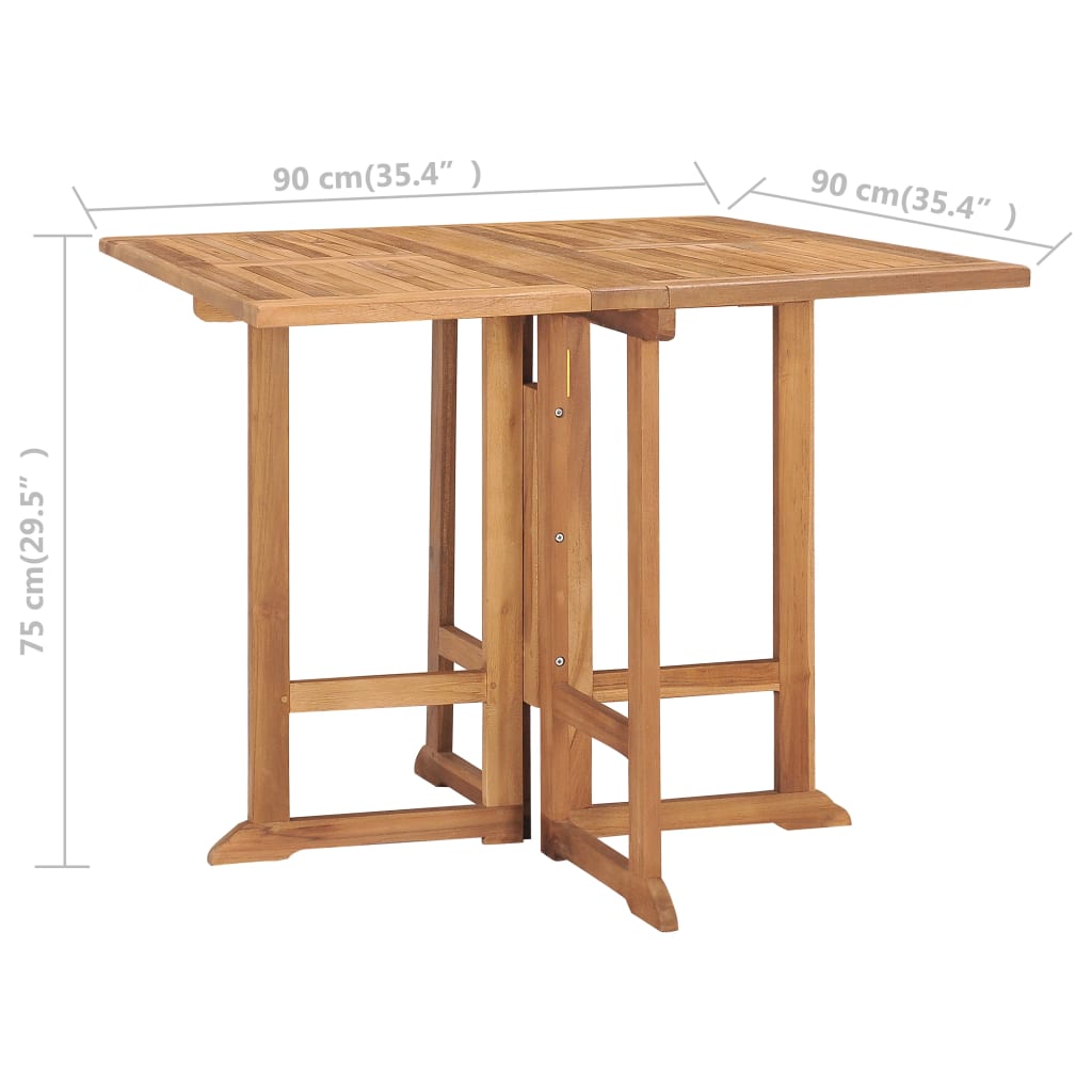 5 Piece Folding Outdoor Dining Set Solid Teak Wood 4-seater (without armrest)