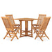 5 Piece Folding Outdoor Dining Set Solid Teak Wood 4-seater (without armrest)