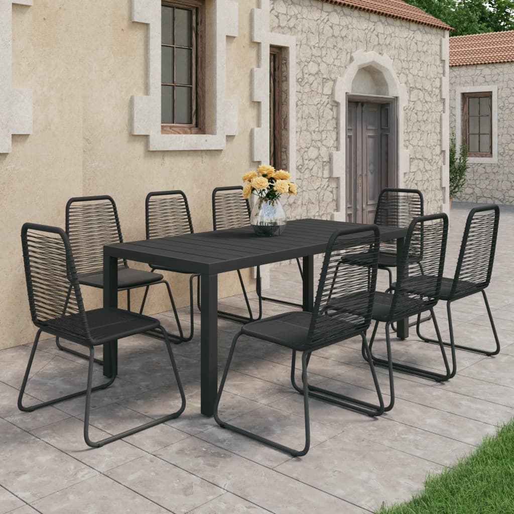 9 Piece Garden Dining Set Pvc Rattan