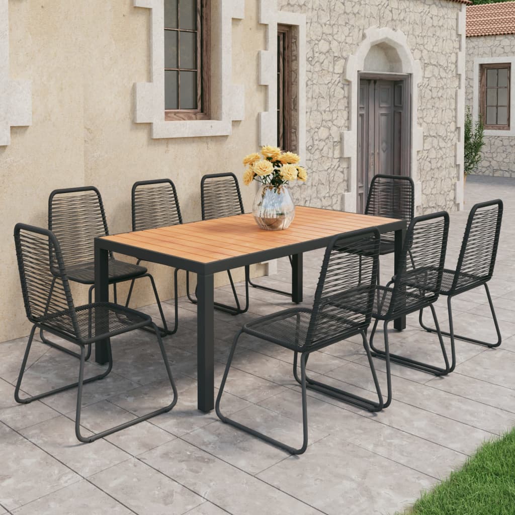 9 Piece Garden Dining Set Pvc Rattan