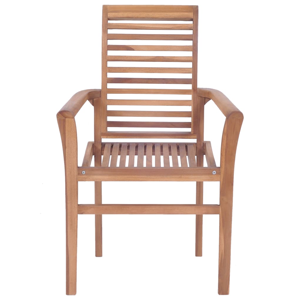 Dining Chairs 4 pcs with Cream Cushions Solid Teak Wood
