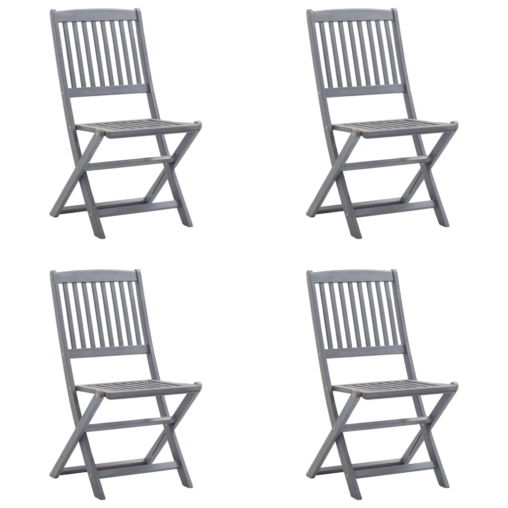 Folding Outdoor Chairs 4 pcs with Cushions Solid Acacia Wood