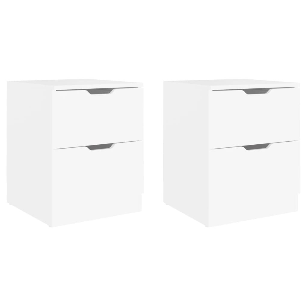 Bedside Cabinets 2 pcs White 40x40x50 cm Engineered Wood