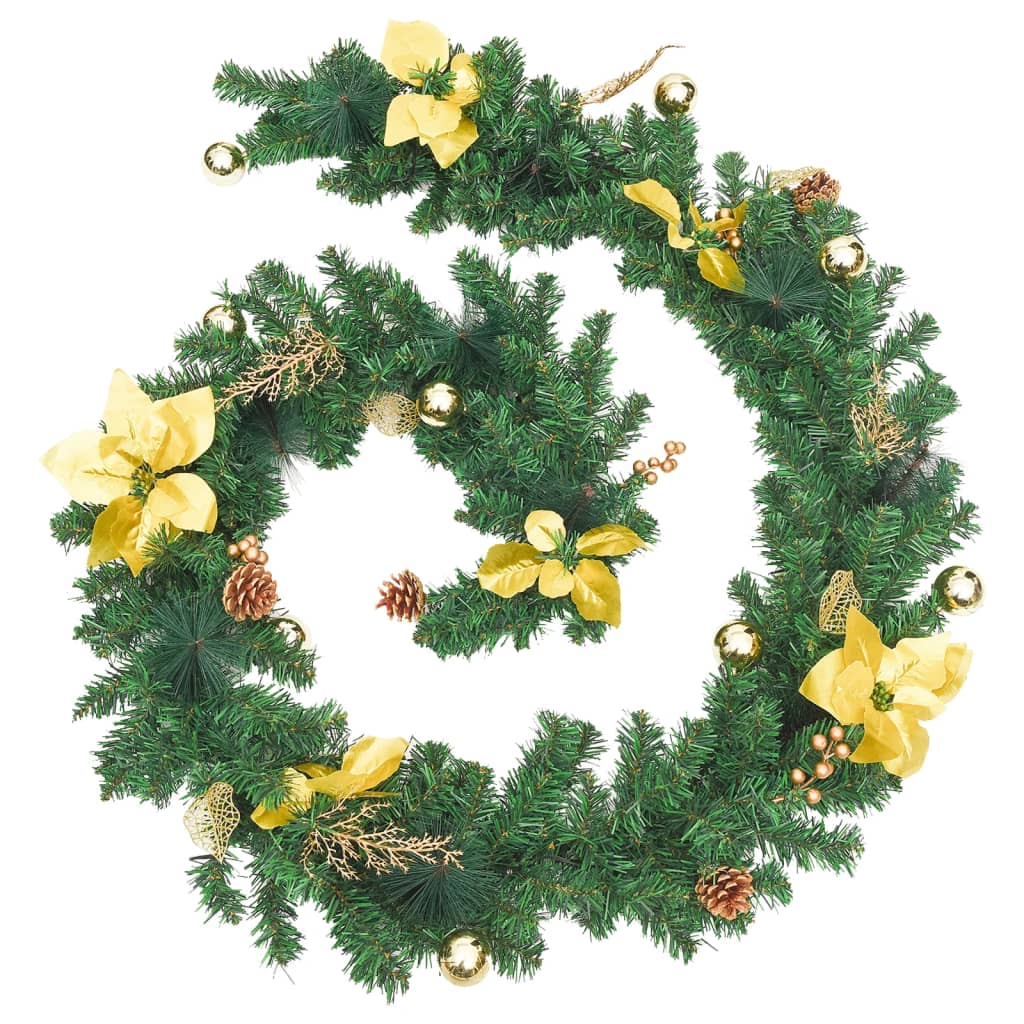 Christmas Garland With Led Lights Green 2.7 M Pvc