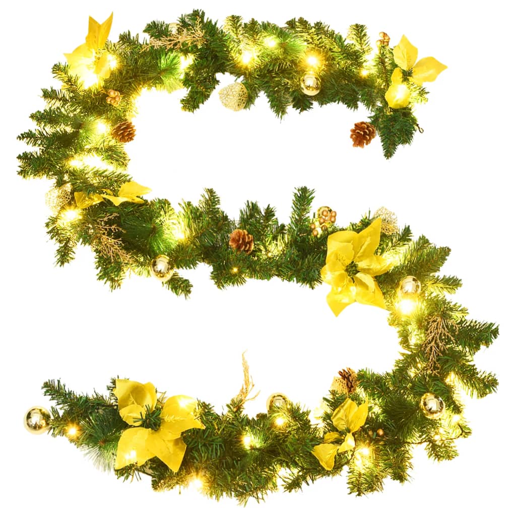 Christmas Garland With Led Lights Green 2.7 M Pvc