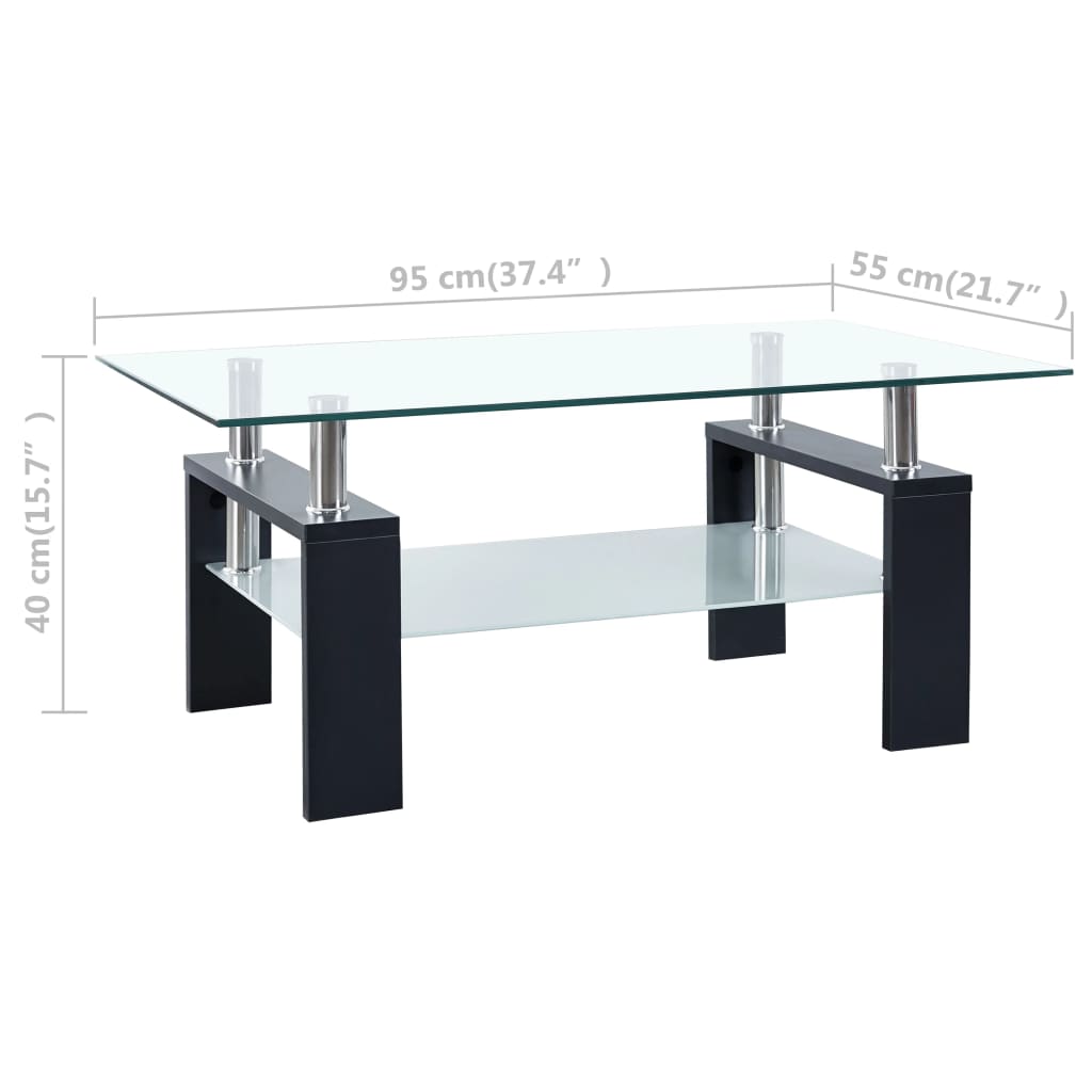 Coffee Table And Transparent 95X55X40 Cm Tempered Glass