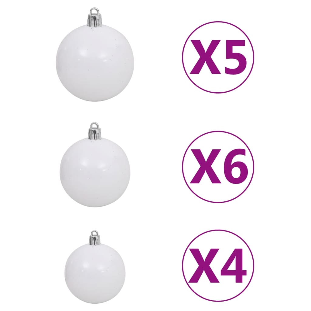 61 Piece Christmas Ball Set With Peak And 150 Leds White&Gey