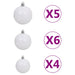 61 Piece Christmas Ball Set With Peak And 150 Leds White&Gey