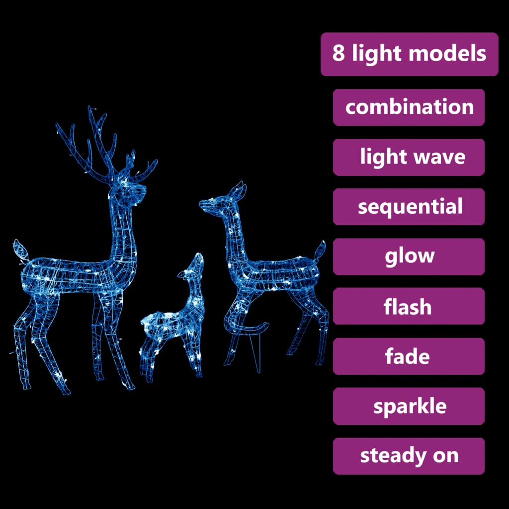 Acrylic Reindeer Family Christmas Decoration 300 Led