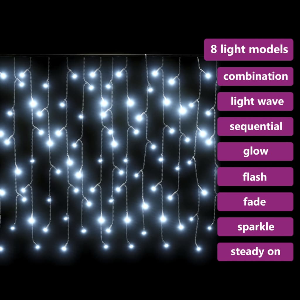 Led Curtain Icicle Lights 10M 400 Led 8 Function