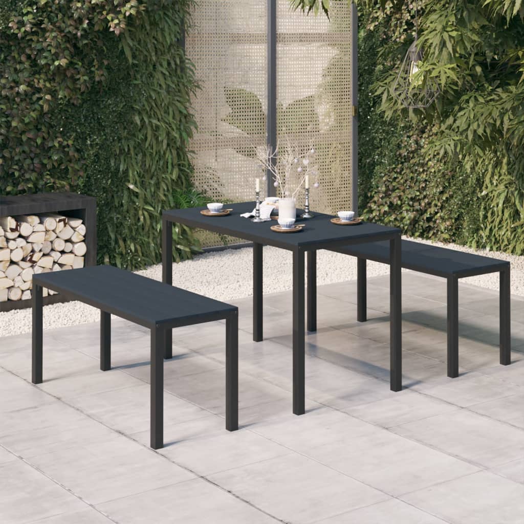 3 Piece Garden Dining Set Steel And Wpc