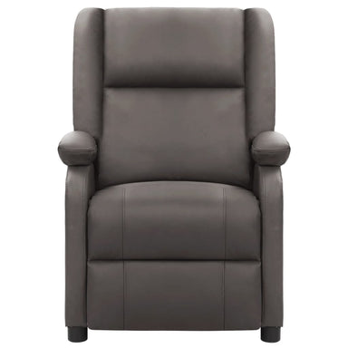 Recliner Chair Grey Real Leather