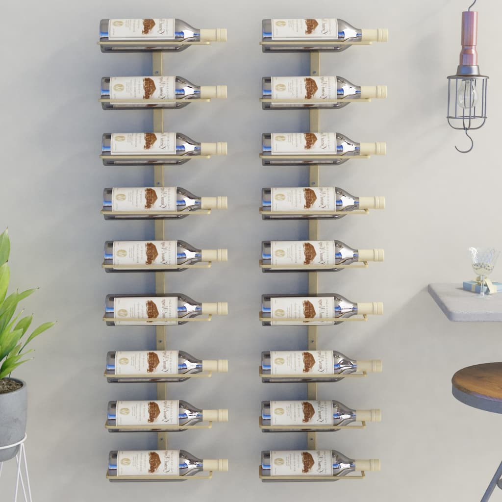 Wall-Mounted Wine Racks For 18 Bottles 2 Pcs Iron