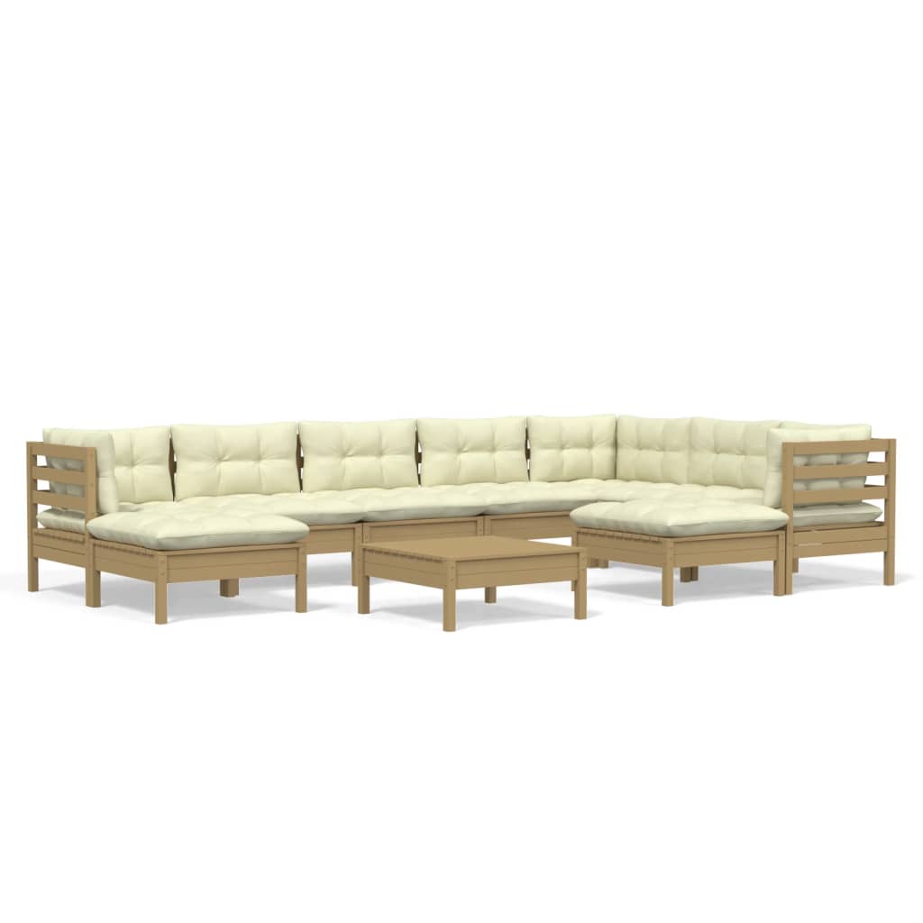 10 Piece Garden Lounge Set With Cushions Pinewood