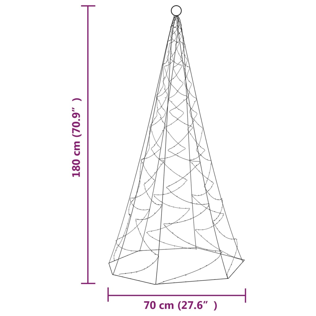 Christmas Tree On Flagpole 200 Leds 180 Cm