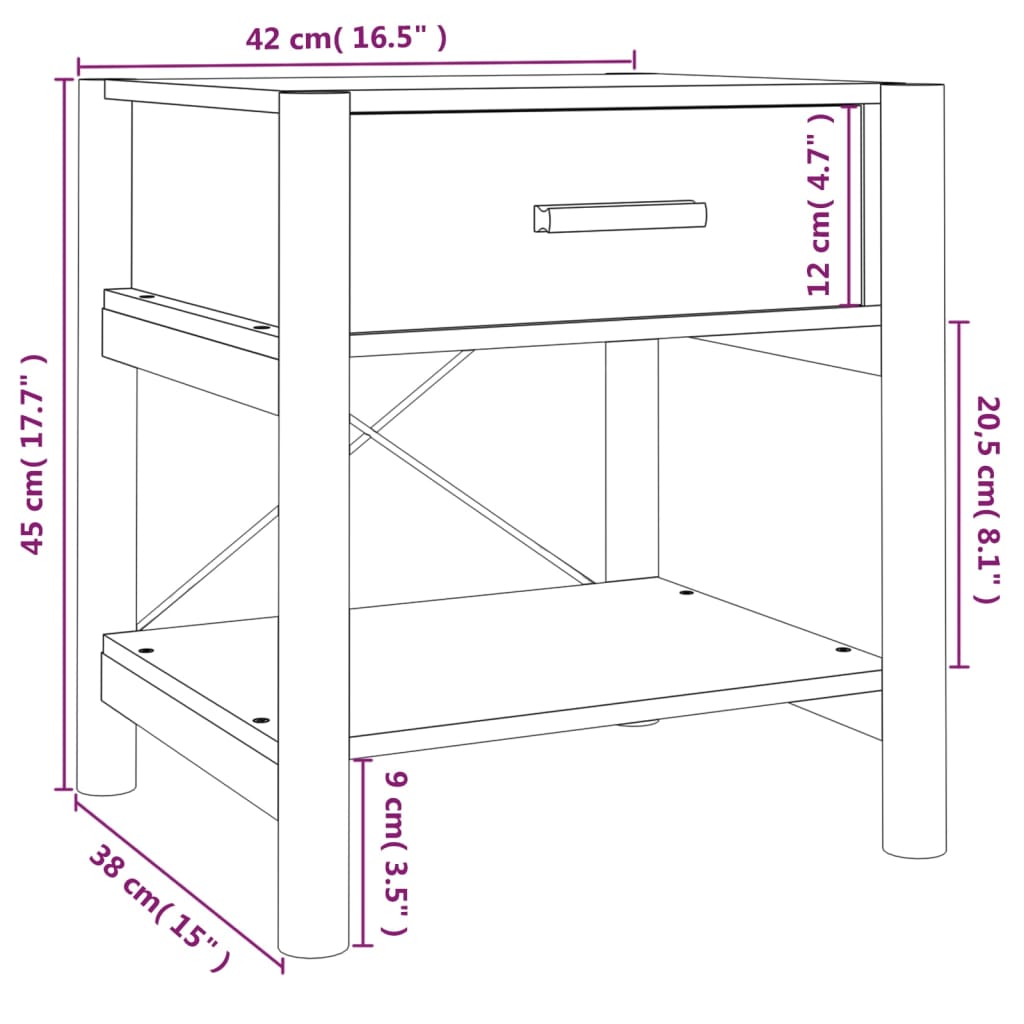 Bedside Tables 2pcs 42x38x45 cm Engineered Wood