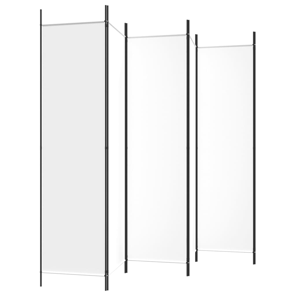 6-Panel Room Divider White 300x200 cm Fabric