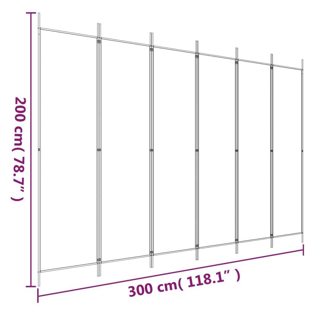 6-Panel Room Divider Fabric