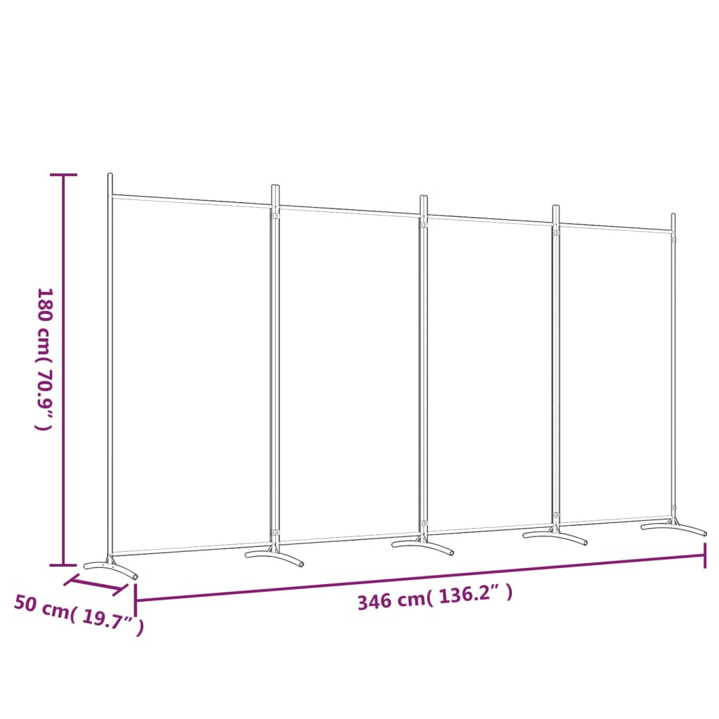 4-Panel Room Divider Fabric