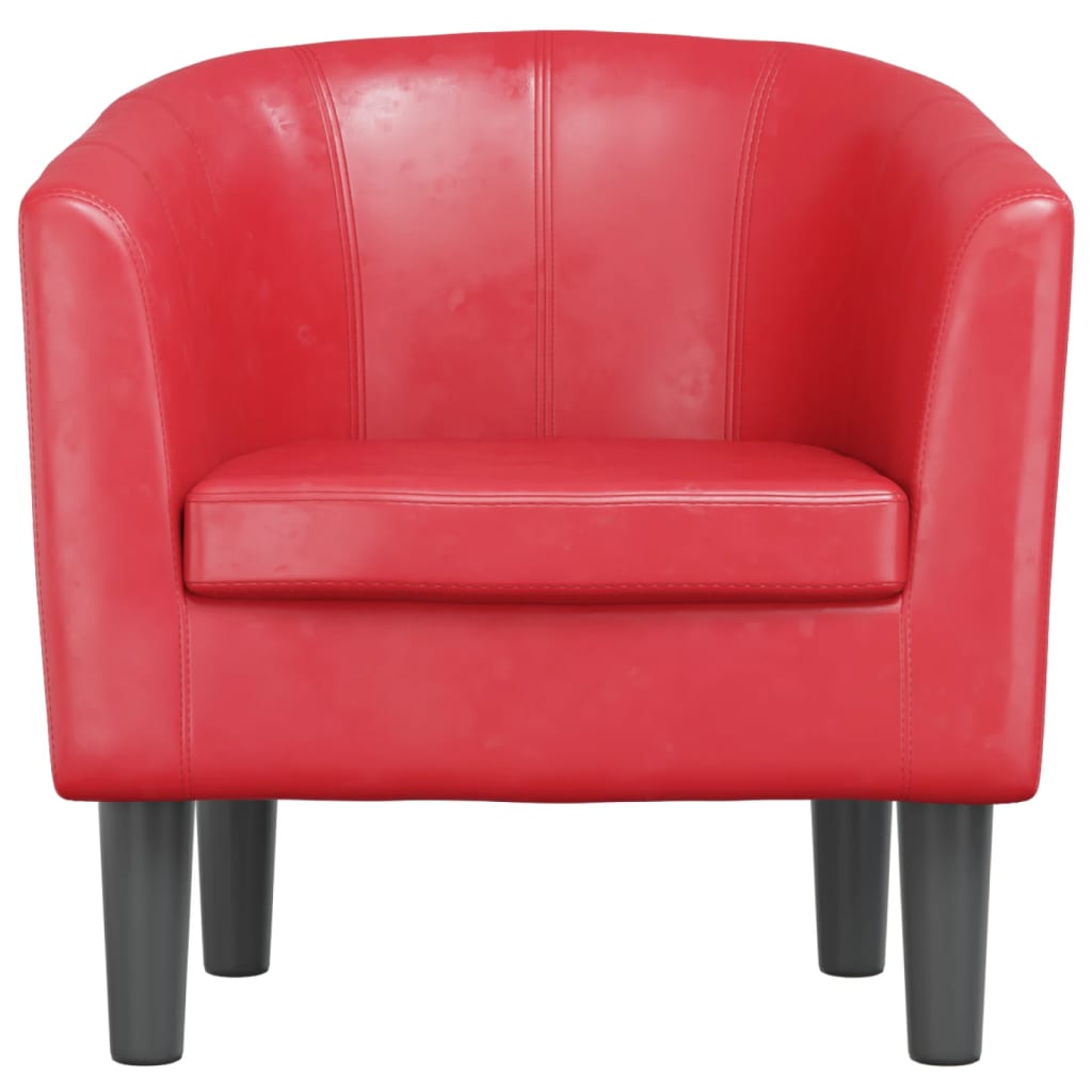 Tub Chair Red Faux Leather