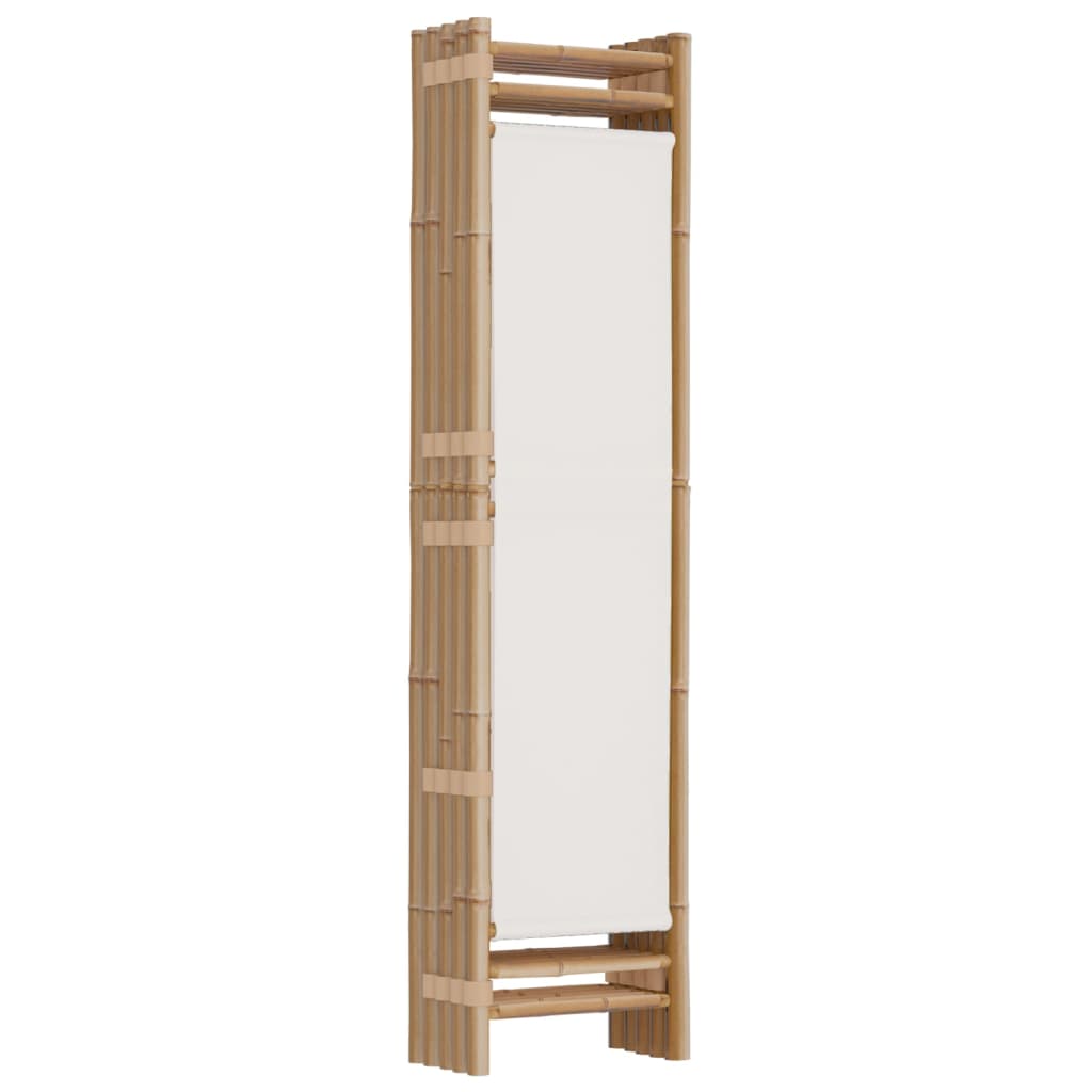 Folding 5-Panel Room Divider 200 cm Bamboo and Canvas