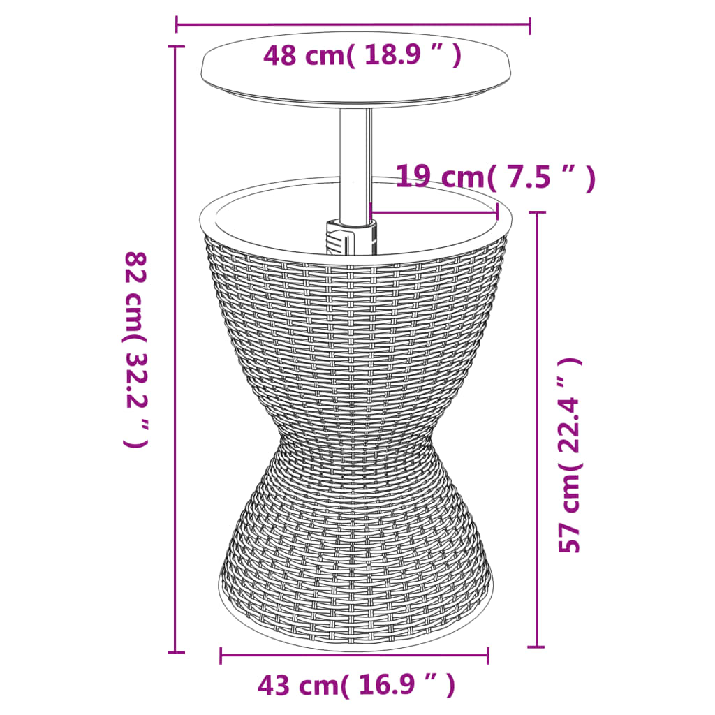 3-In-1 Ice Cooler Table Light Polypropylene