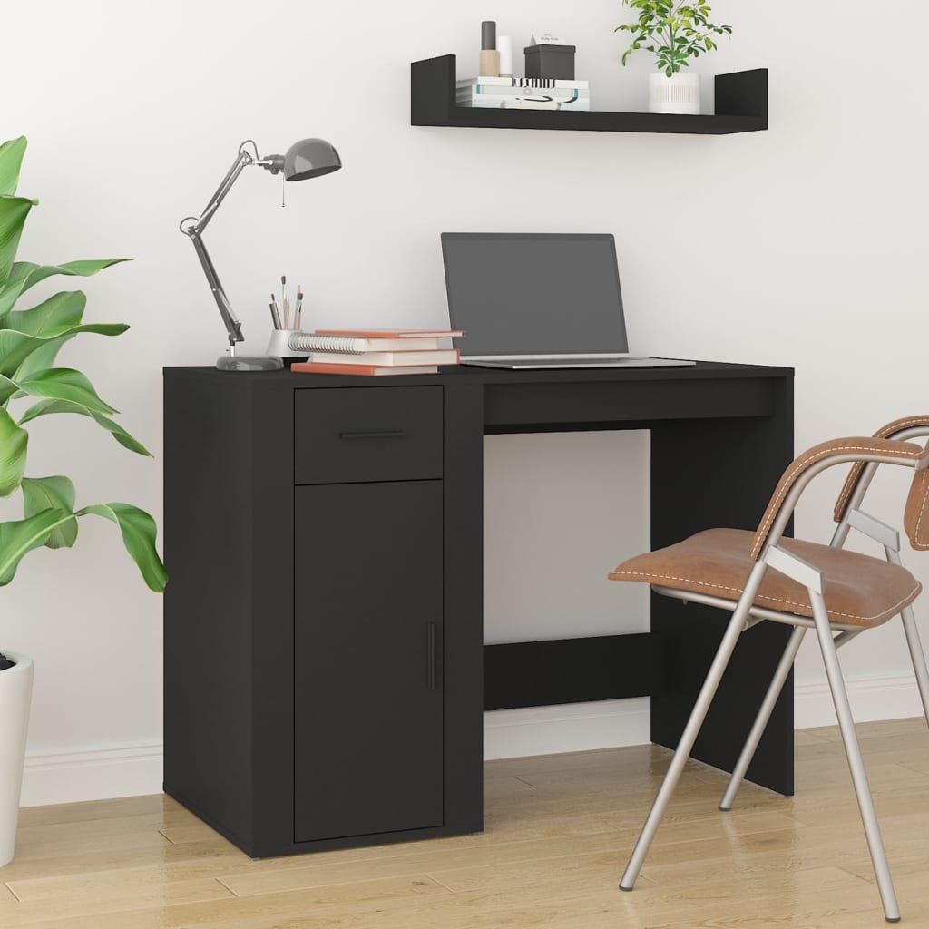 Desk With Cabinet Engineered Wood