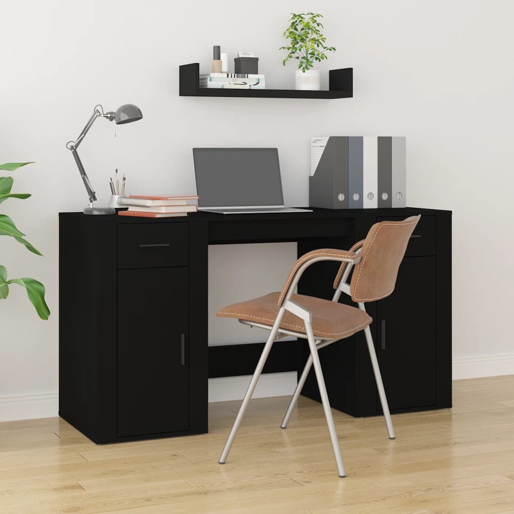 Desk With Cabinet Engineered Wood