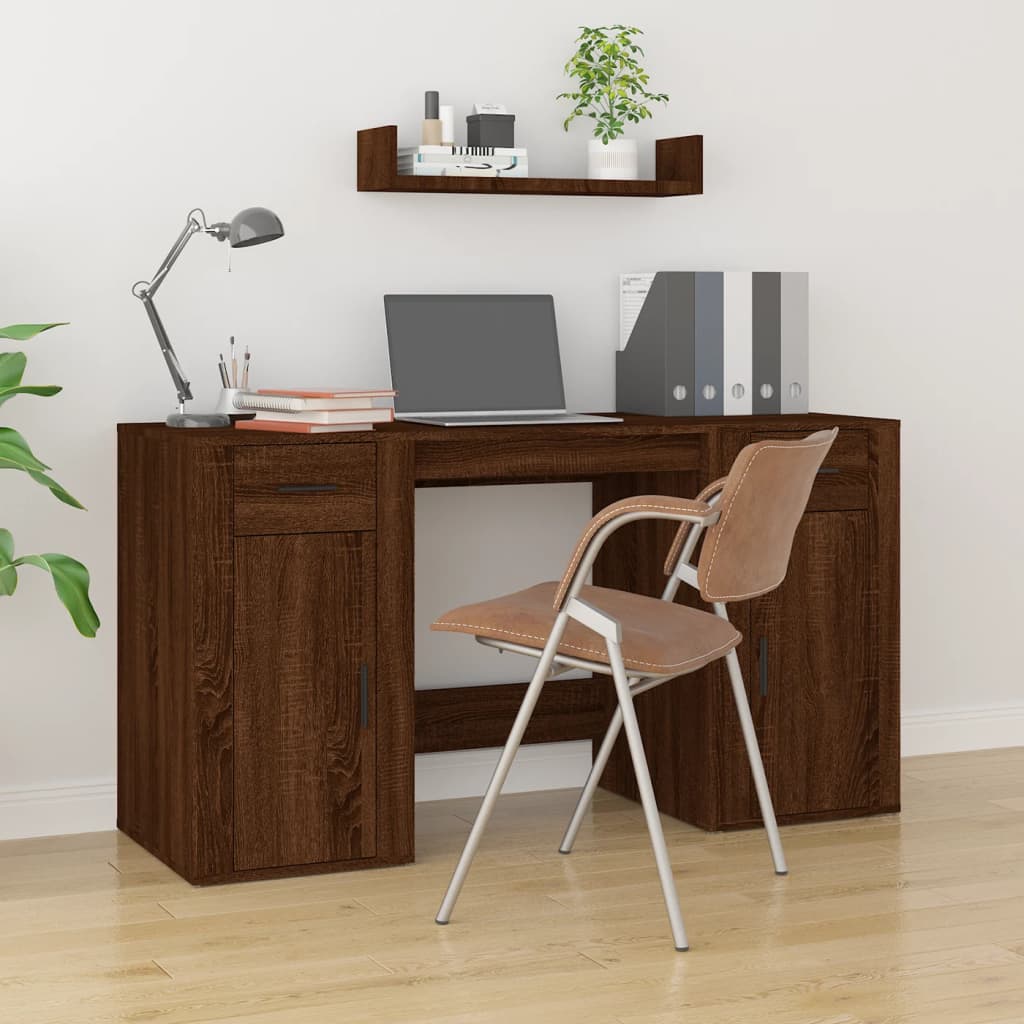 Desk With Cabinet Engineered Wood