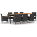 9 Piece Garden Dining Set With Cushions Black Poly Rattan