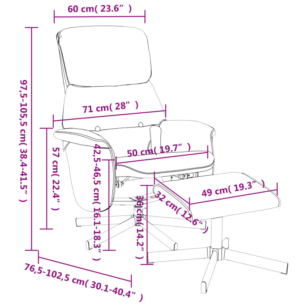 Massage Recliner Chair With Footstool Fabric