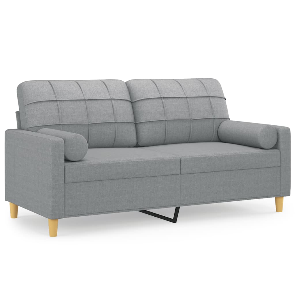 2-Seater Sofa with Throw Pillows Light Grey 140 cm Fabric