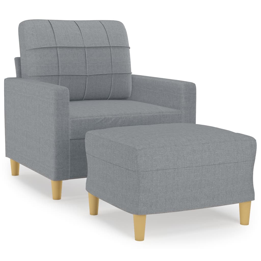 Sofa Chair with Footstool Light Grey 60 cm Fabric