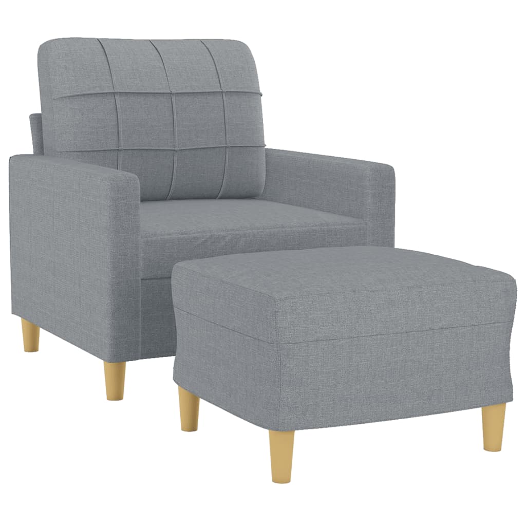 Sofa Chair with Footstool Light Grey 60 cm Fabric