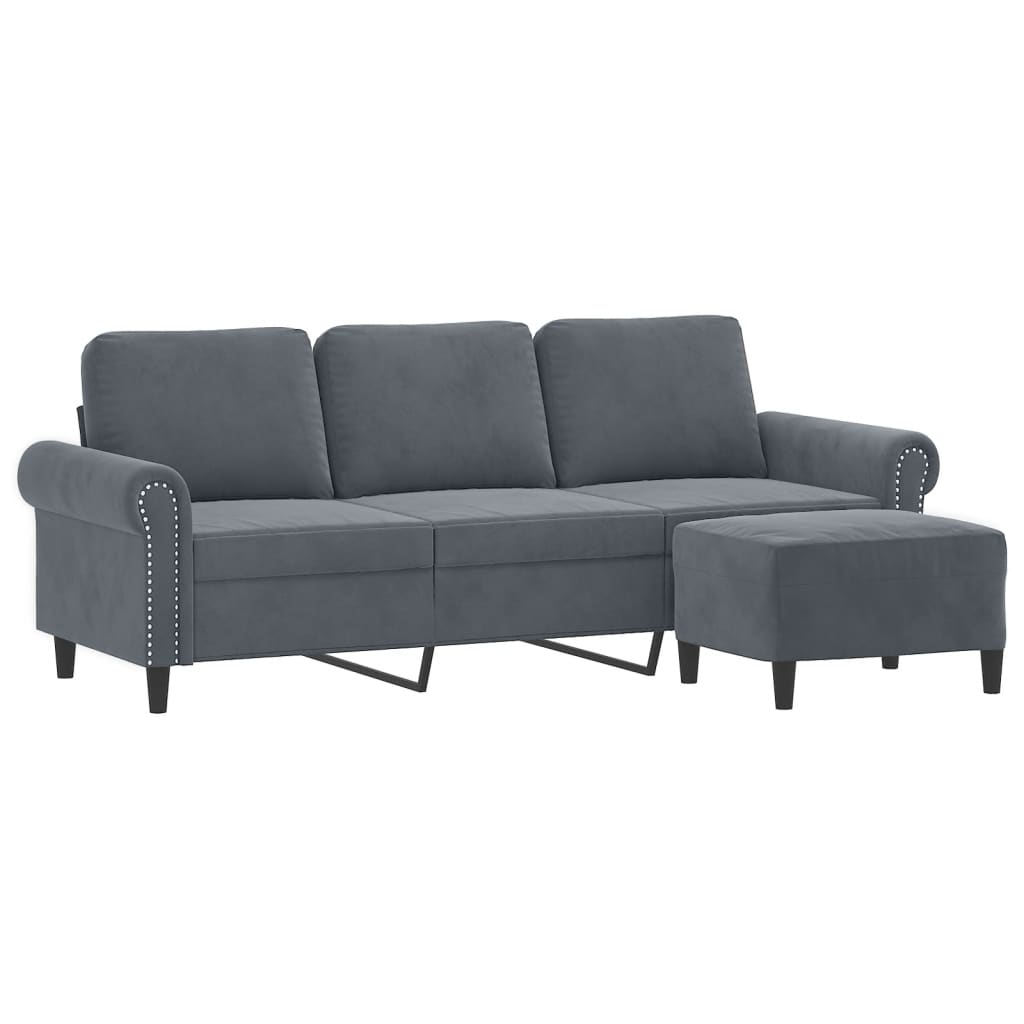 3-Seater Sofa With Footstool 180 Cm Velvet