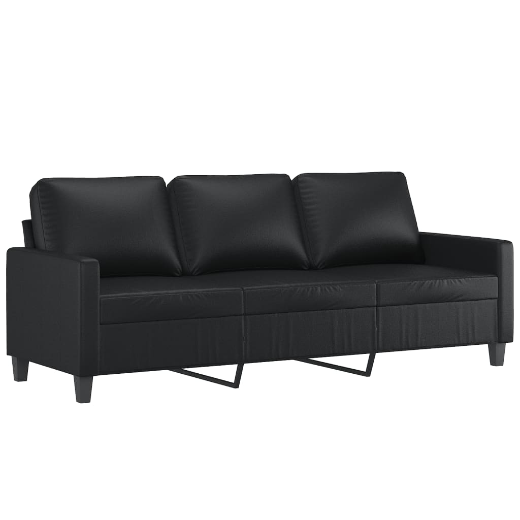 2 Piece Sofa Set with Cushions Black Faux Leather