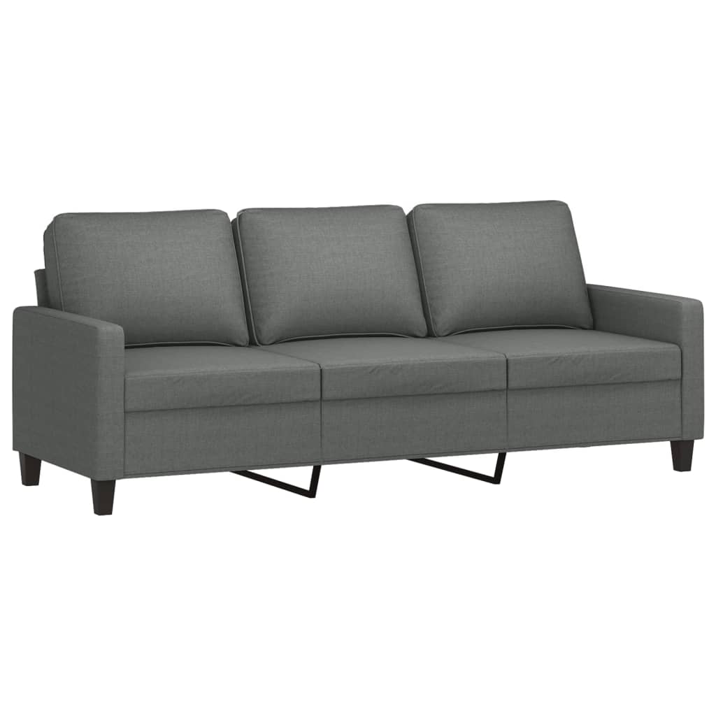 3 Piece Sofa Set with Cushions Dark Grey Fabric